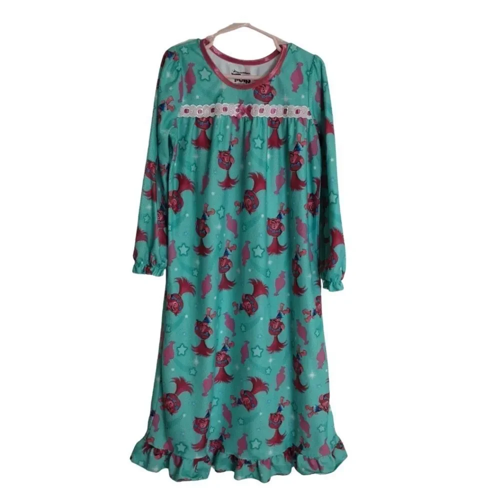 Dreamworks Nightgown Trolls Long Sleeves Flannel Nightie Girls sz 6‎
